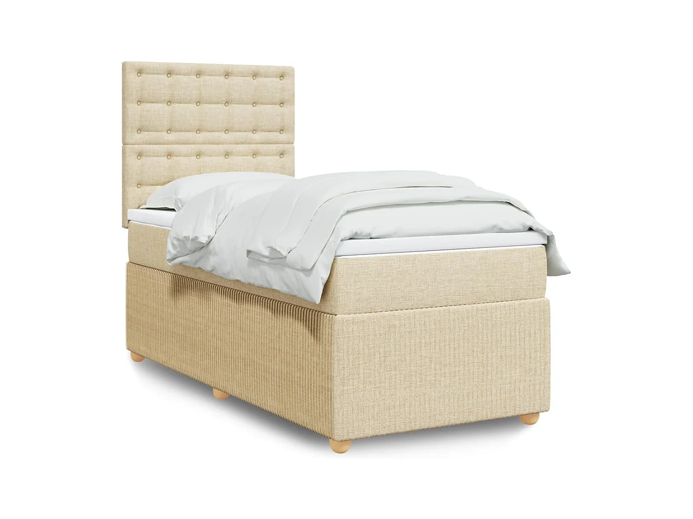 Sommier à lattes de lit avec matelas Crème 80x200 cm Tissu