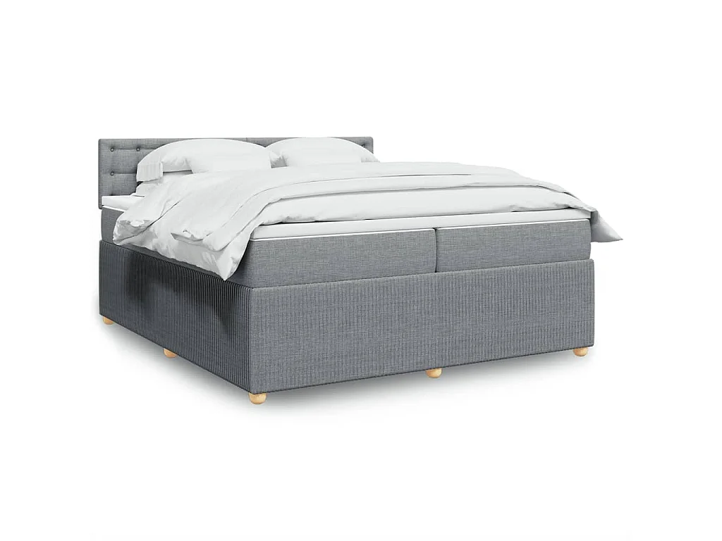Sommier à lattes de lit avec matelas Gris clair 200x200cm Tissu