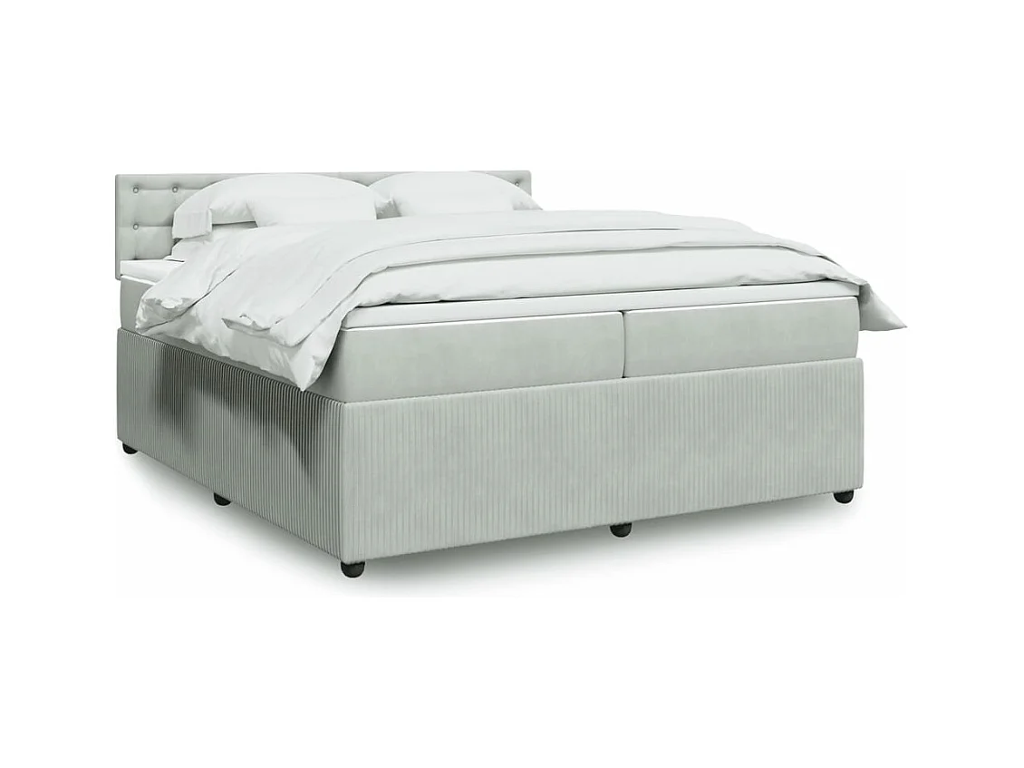 Sommier à lattes de lit et matelas Gris clair 200x200cm Velours