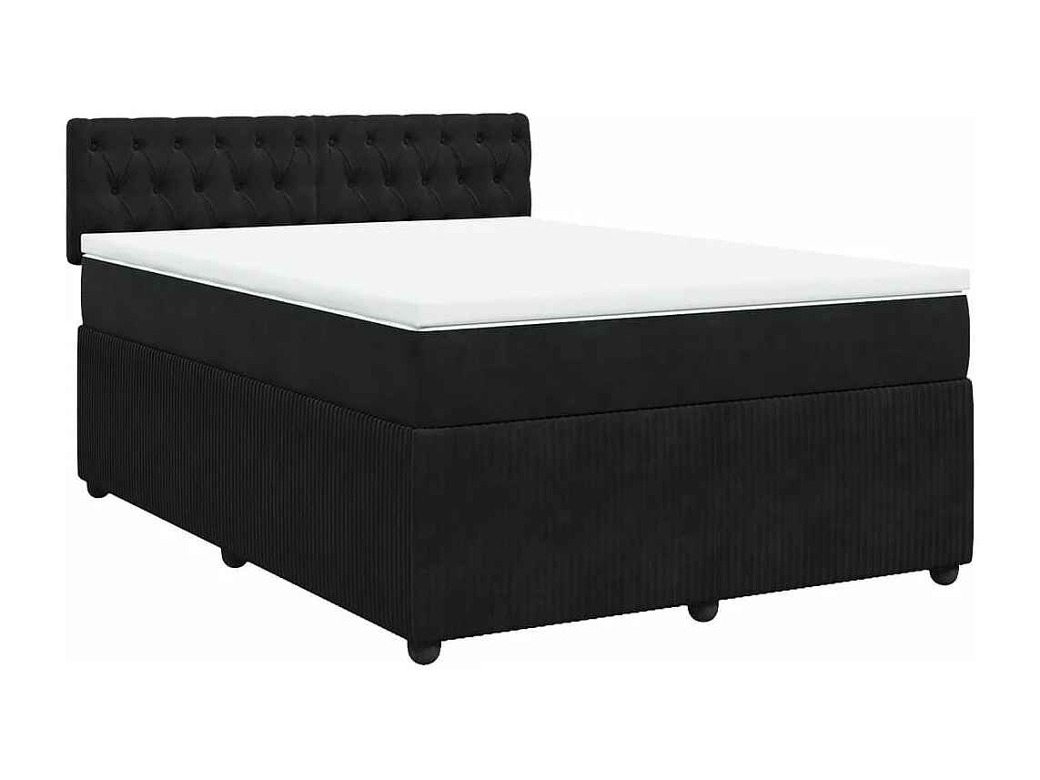 Cama box spring con colchón terciopelo negro 140x190 cm