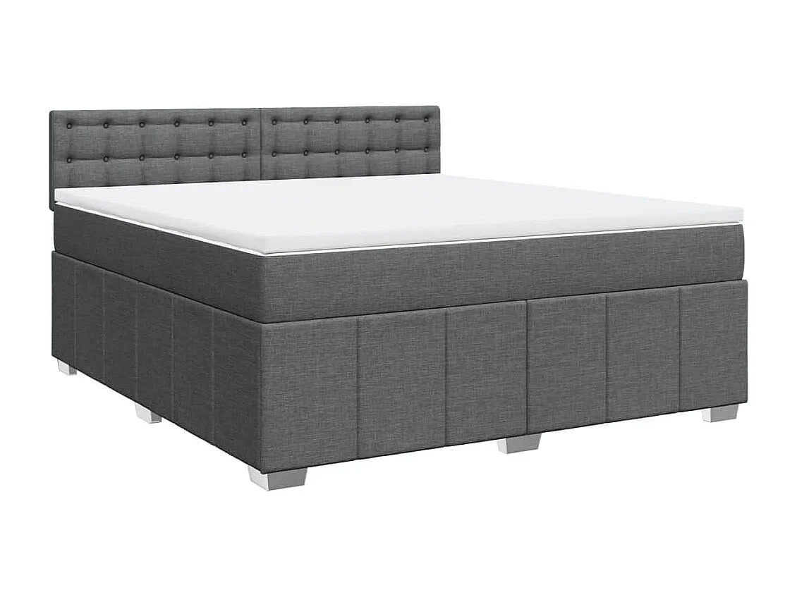 Sommier à lattes de lit avec matelas Gris foncé 180x200cm Tissu