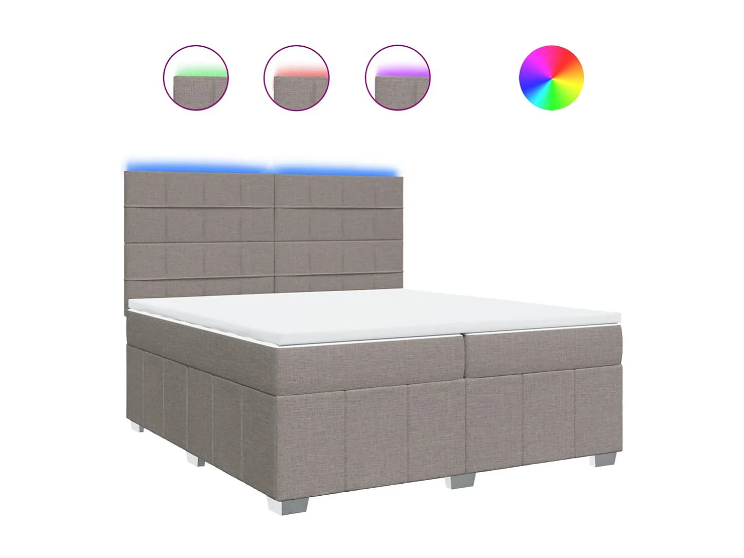 Sommier à lattes de lit avec matelas Taupe 200x200 cm Tissu