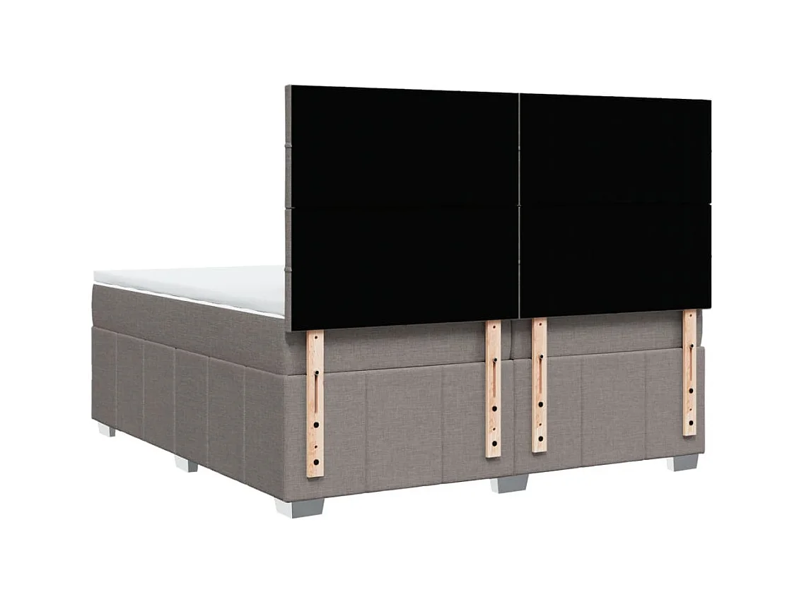 Cama box spring con colchón tela gris taupe 200x200 cm