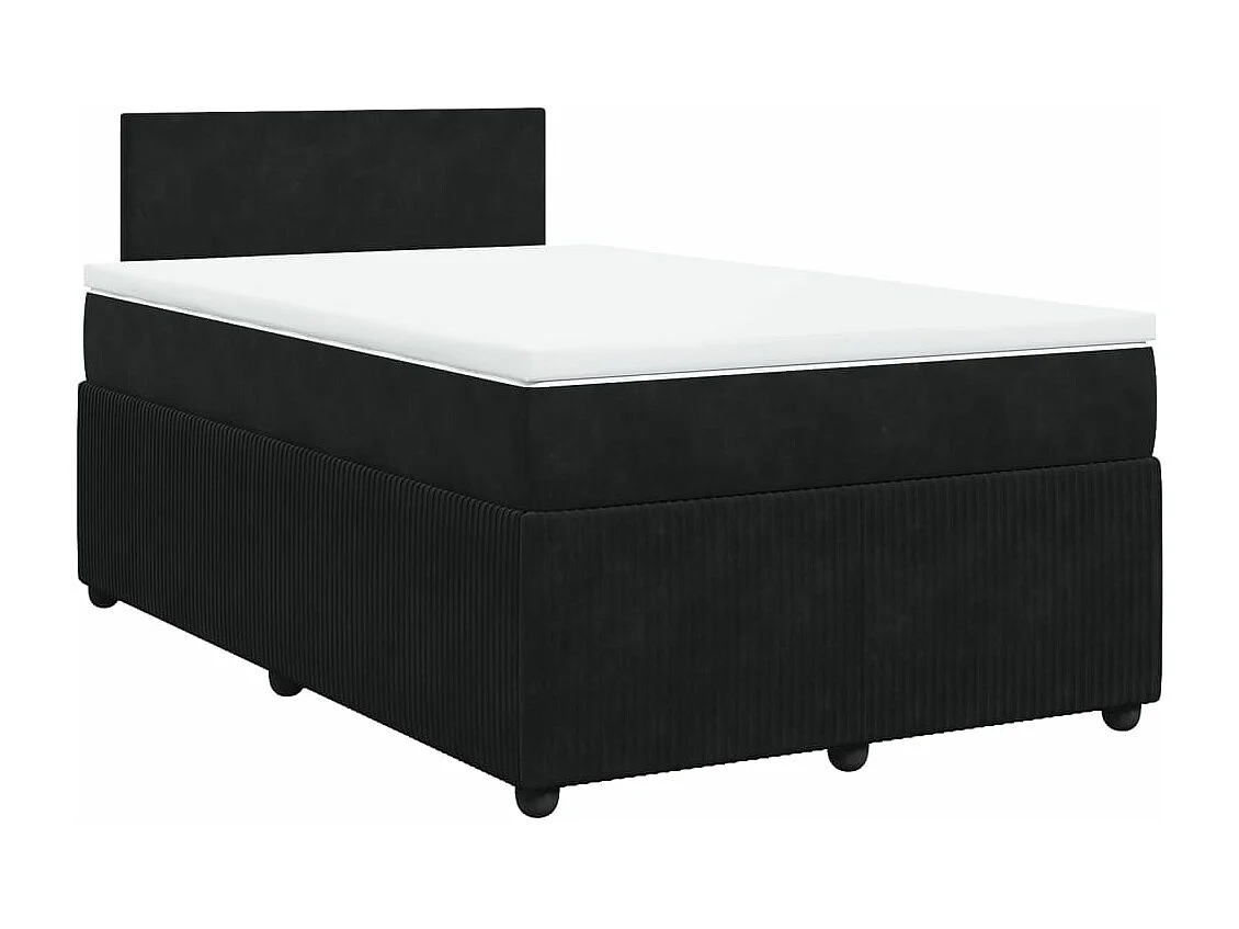Cama box spring con colchón terciopelo negro 120x200 cm