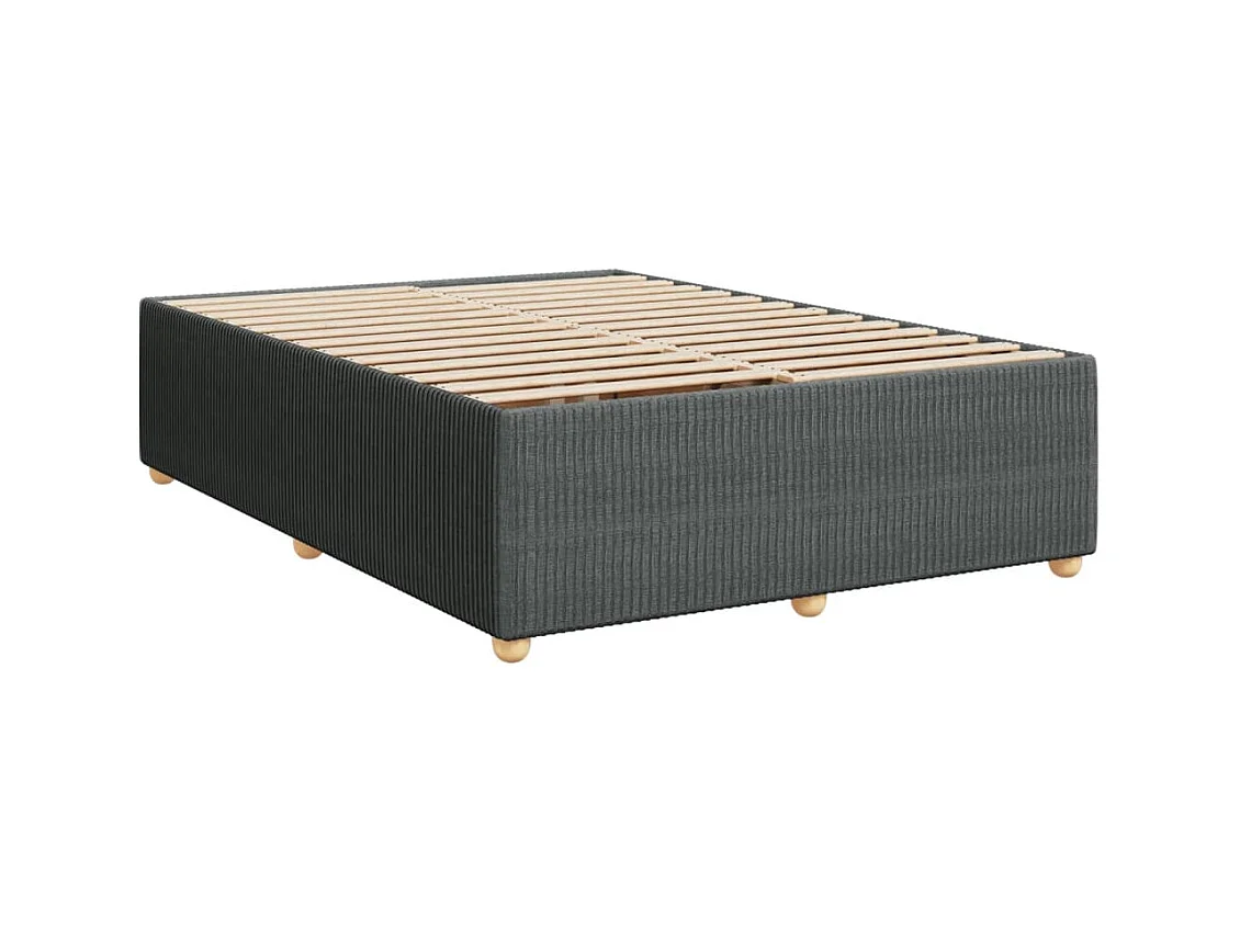 Cama box spring con colchón tela gris oscuro 140x190 cm
