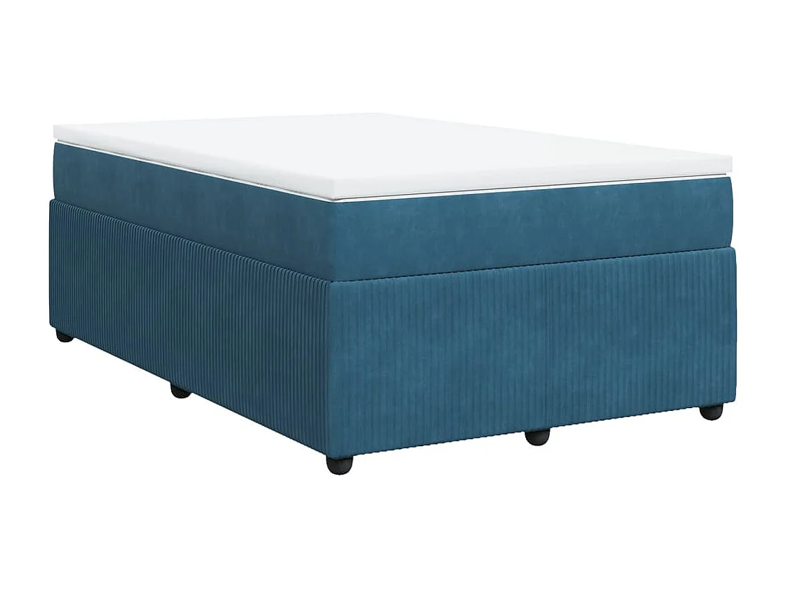 Cama boxspring com colchão 120x190 cm veludo azul-escuro