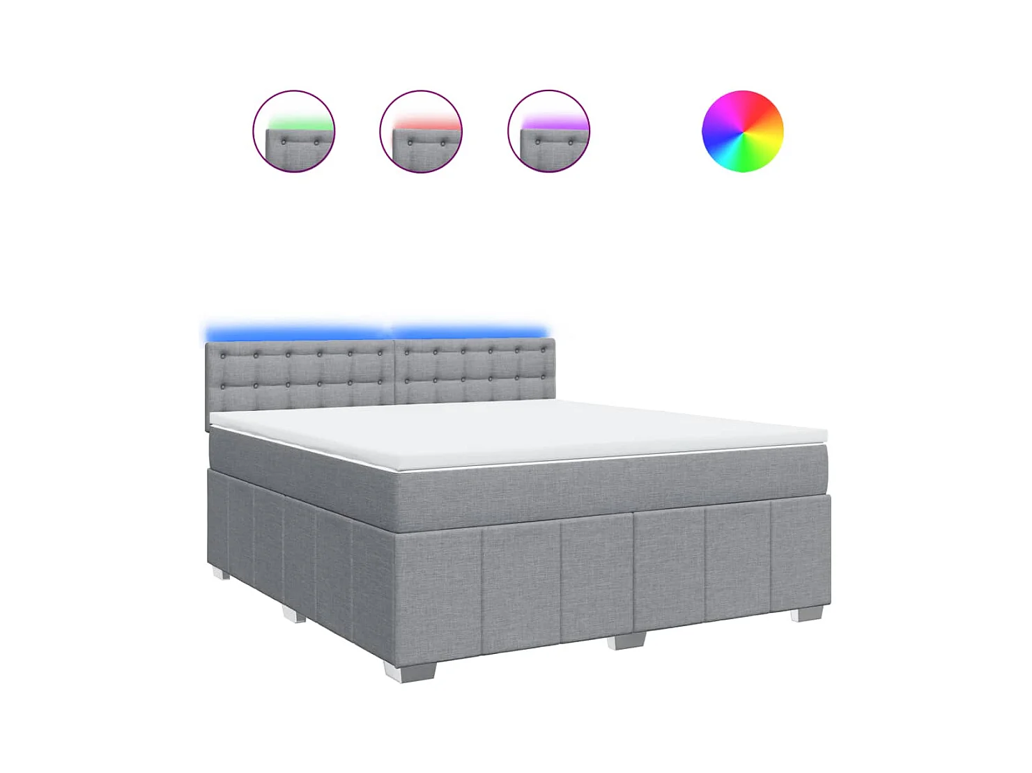 Sommier à lattes de lit avec matelas Gris clair 180x200cm Tissu