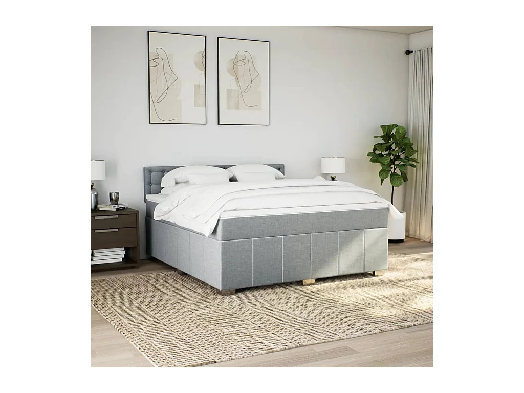 Sommier à lattes de lit avec matelas Gris clair 180x200cm Tissu