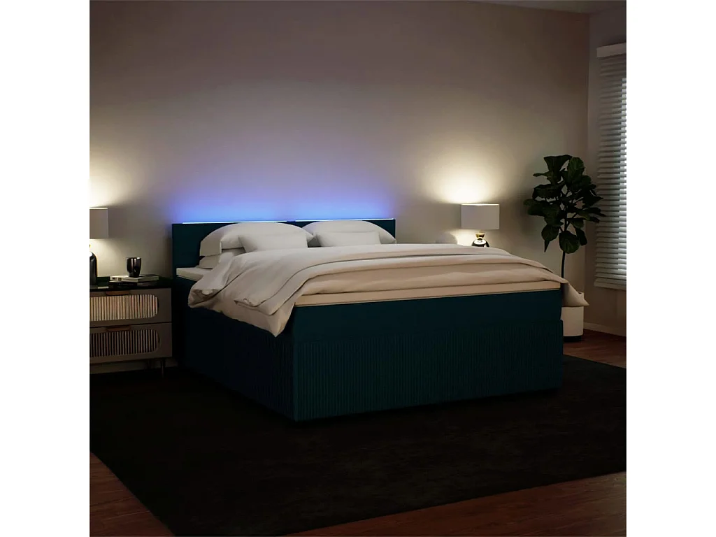 Cama com molas/colchão 180x200 cm veludo azul