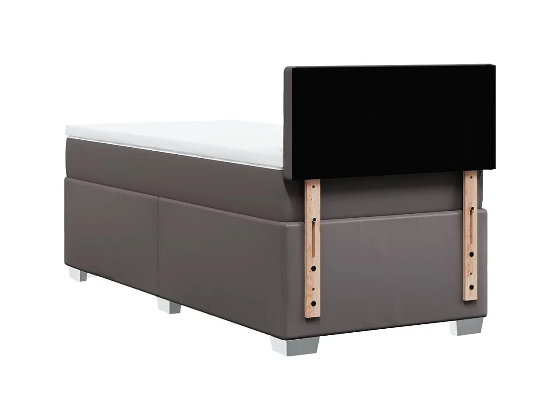 Sommier à lattes de lit avec matelas Gris 90x200 cm Similicuir