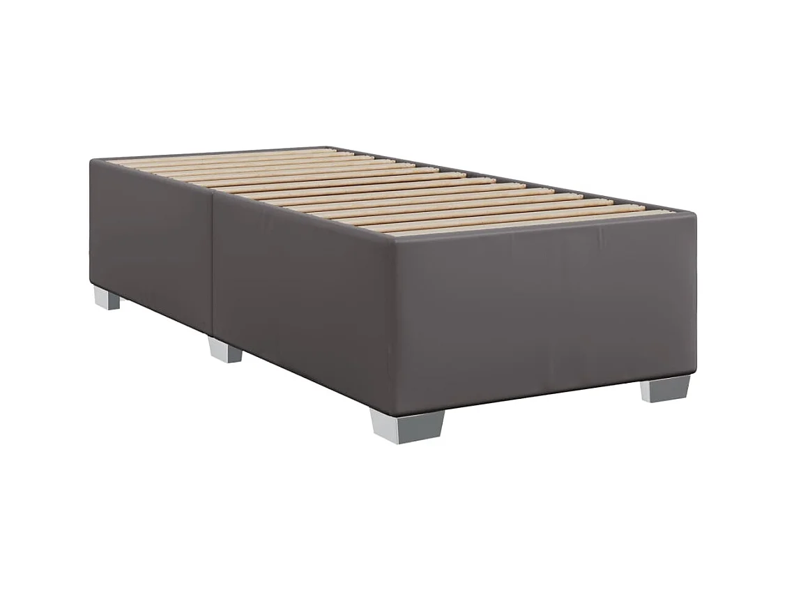 Sommier à lattes de lit avec matelas Gris 90x200 cm Similicuir