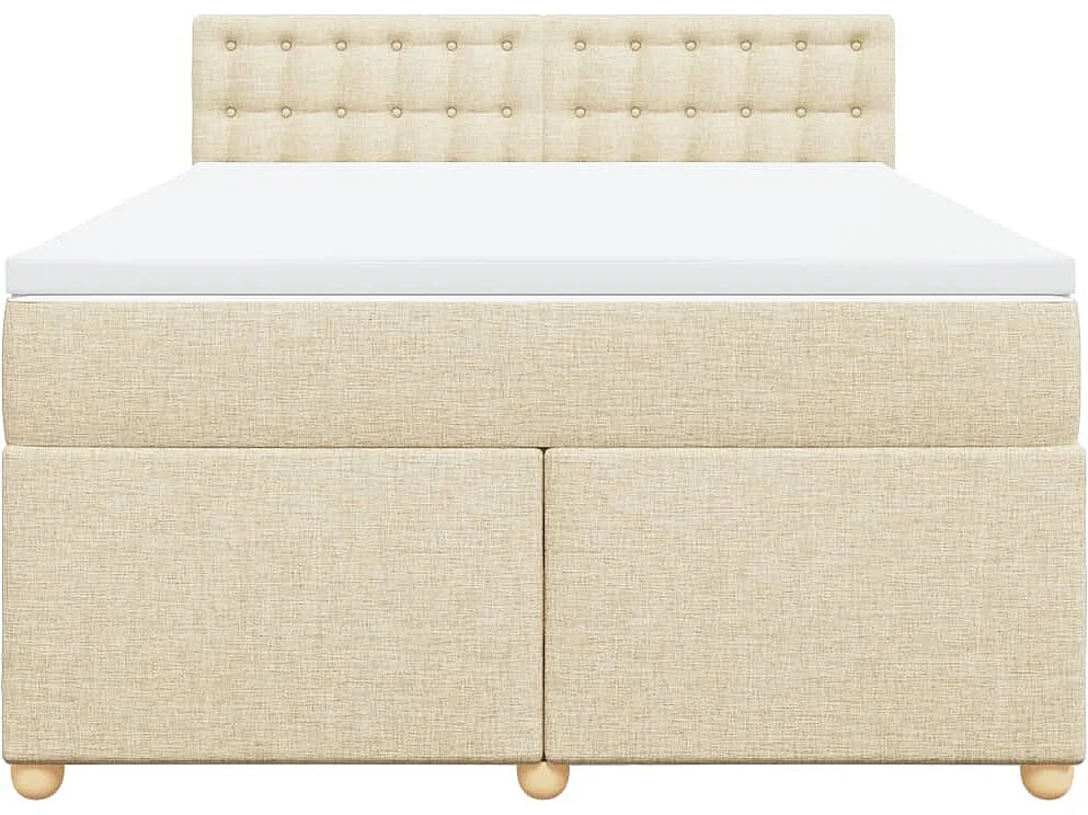 Sommier à lattes de lit avec matelas Crème 160x200 cm Tissu