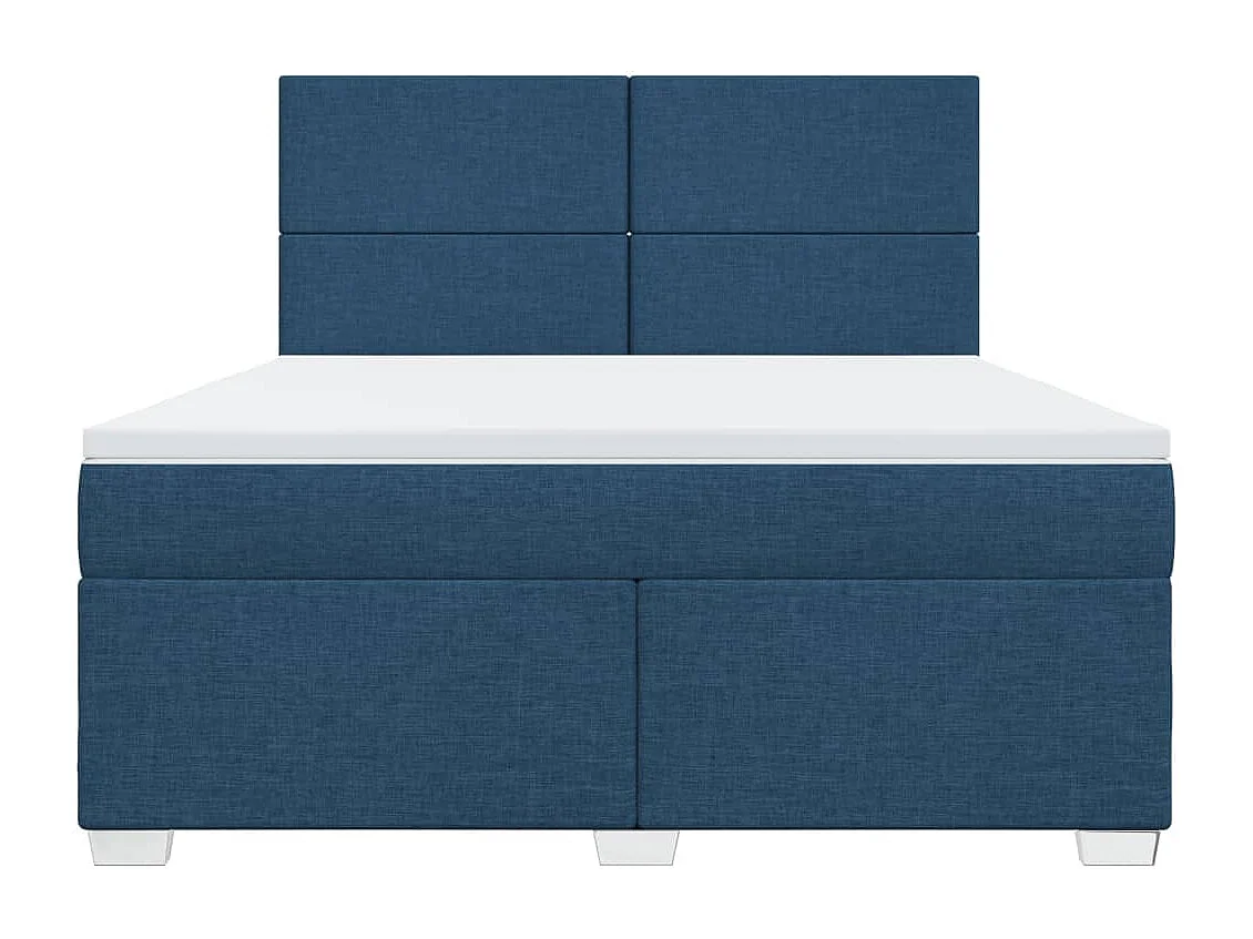 Cama box spring con colchón tela azul 180x200 cm
