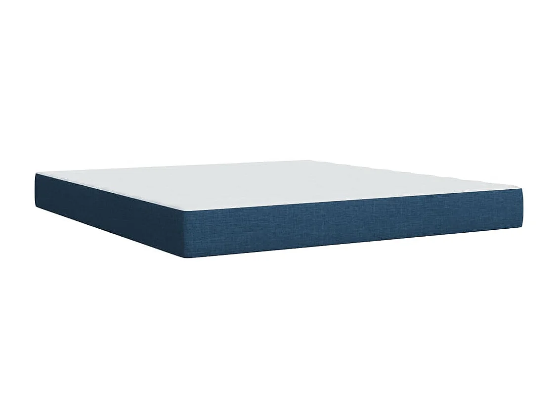 Cama box spring con colchón tela azul 180x200 cm