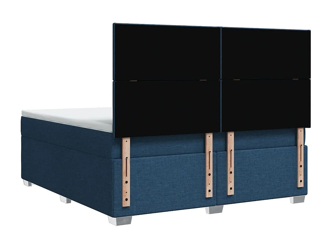 Cama box spring con colchón tela azul 180x200 cm