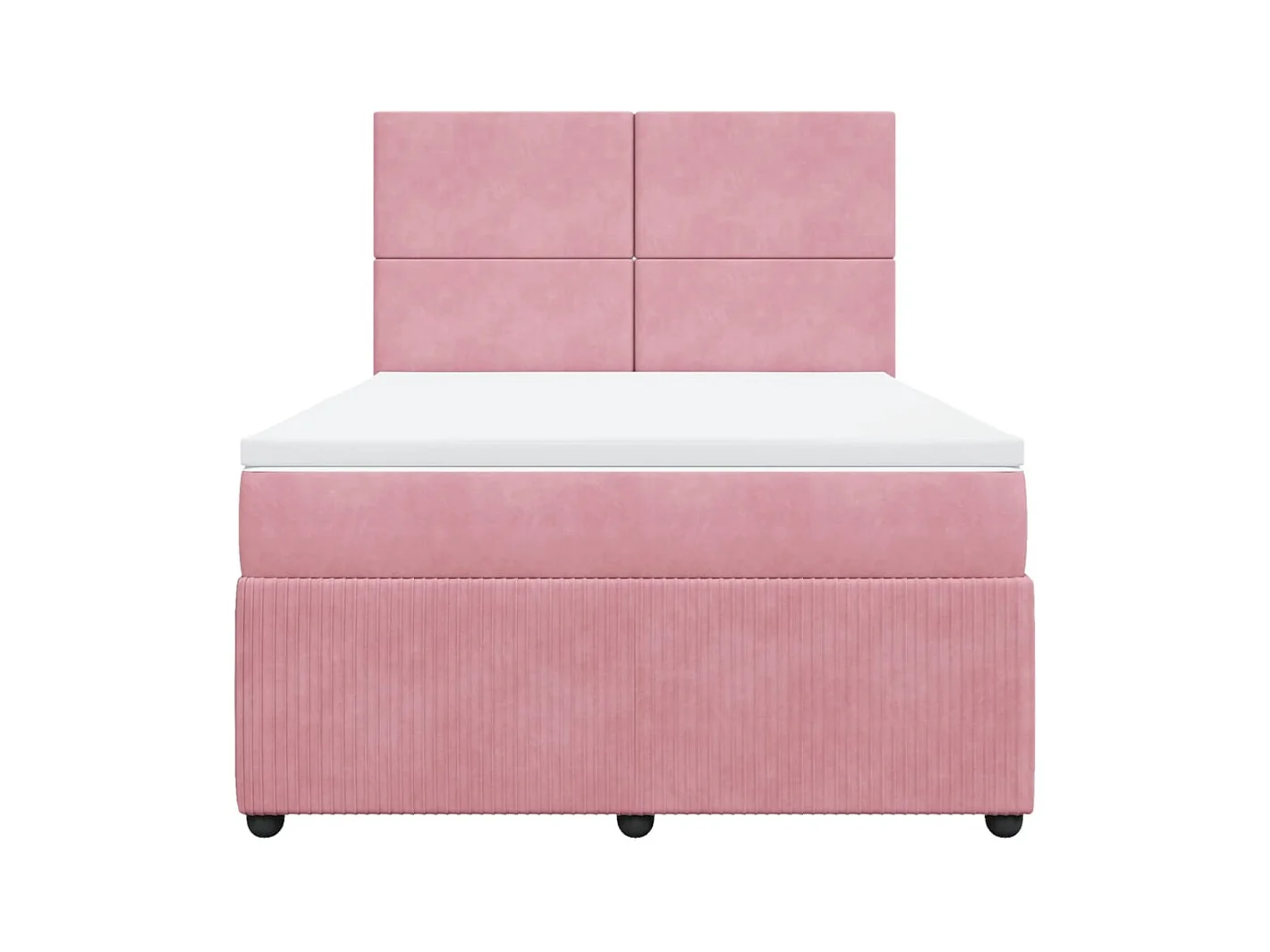 Cama box spring con colchón terciopelo rosa 140x200 cm