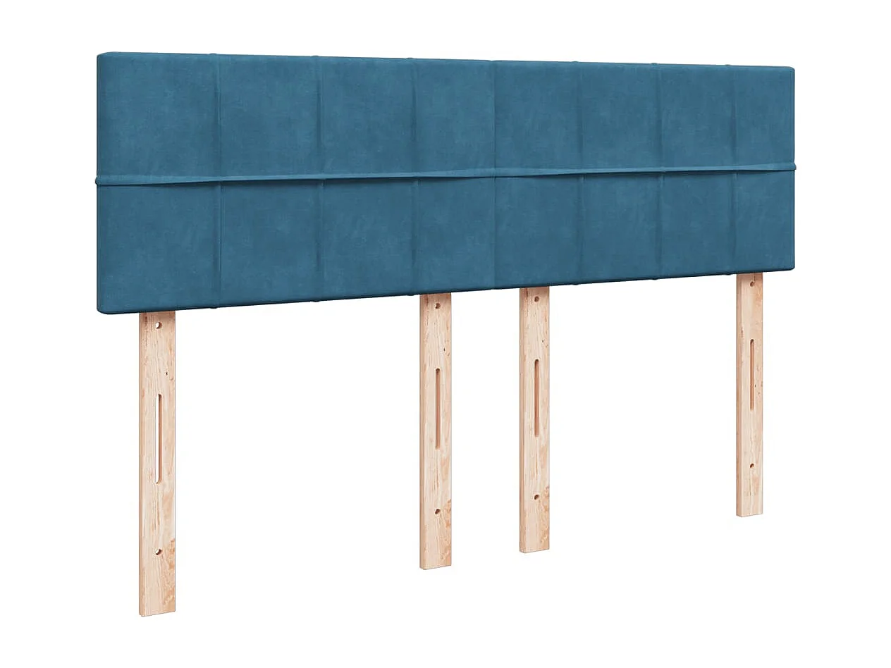 Cama box spring con colchón terciopelo azul 160x200 cm