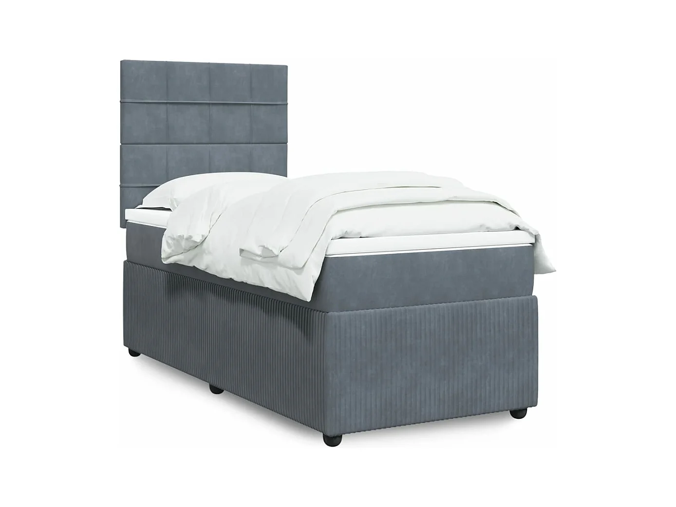 Sommier à lattes de lit et matelas Gris foncé 90x200 cm Velours