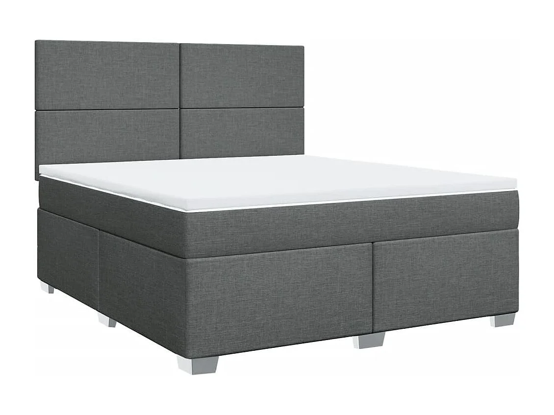 Cama box spring con colchón tela gris oscuro 180x200 cm