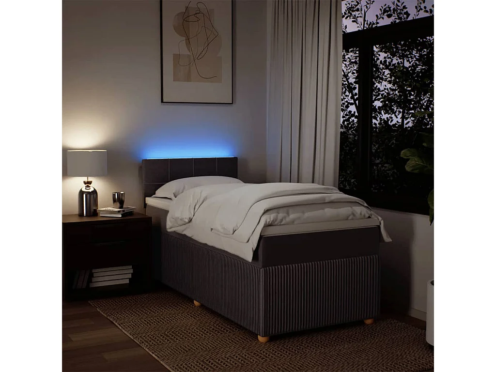 Cama com molas/colchão 90x190 cm tecido castanho-escuro