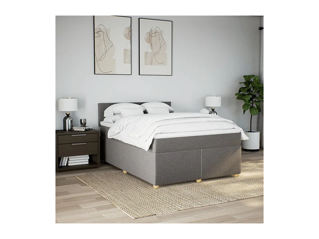 Cama com molas/colchão 140x190 cm tecido castanho-acinzentado