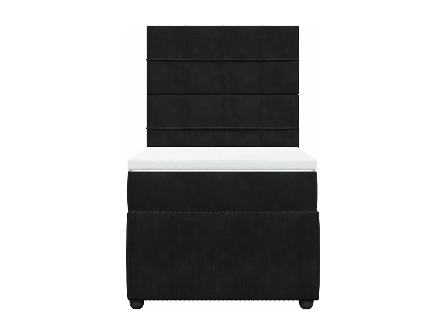 Cama box spring con colchón terciopelo negro 90x200 cm