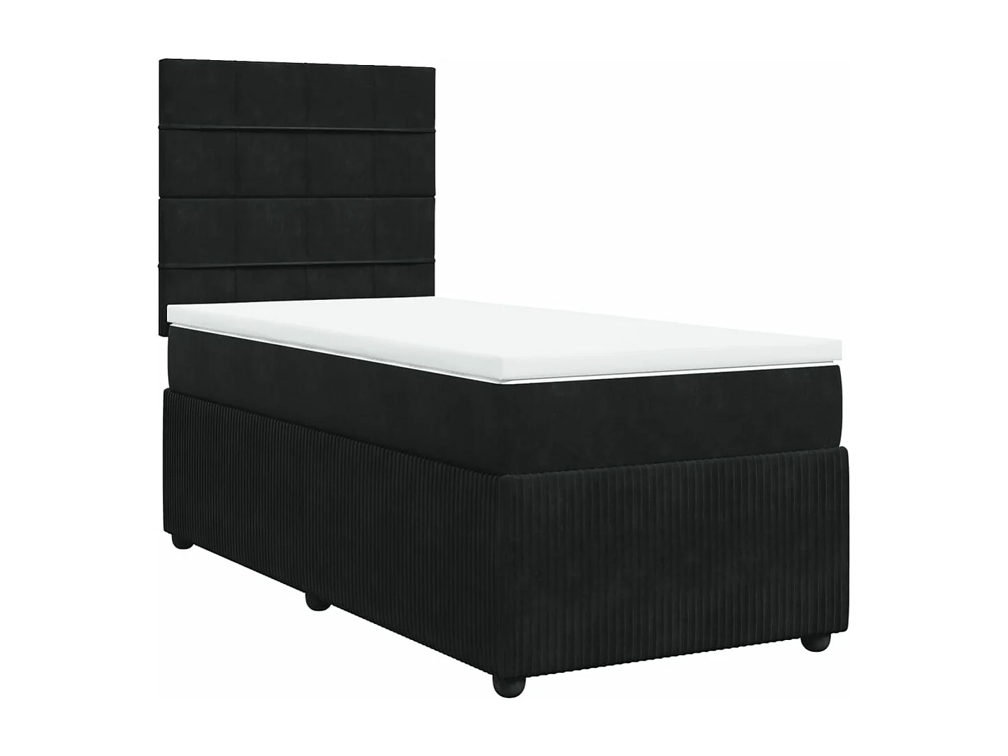Cama box spring con colchón terciopelo negro 90x200 cm
