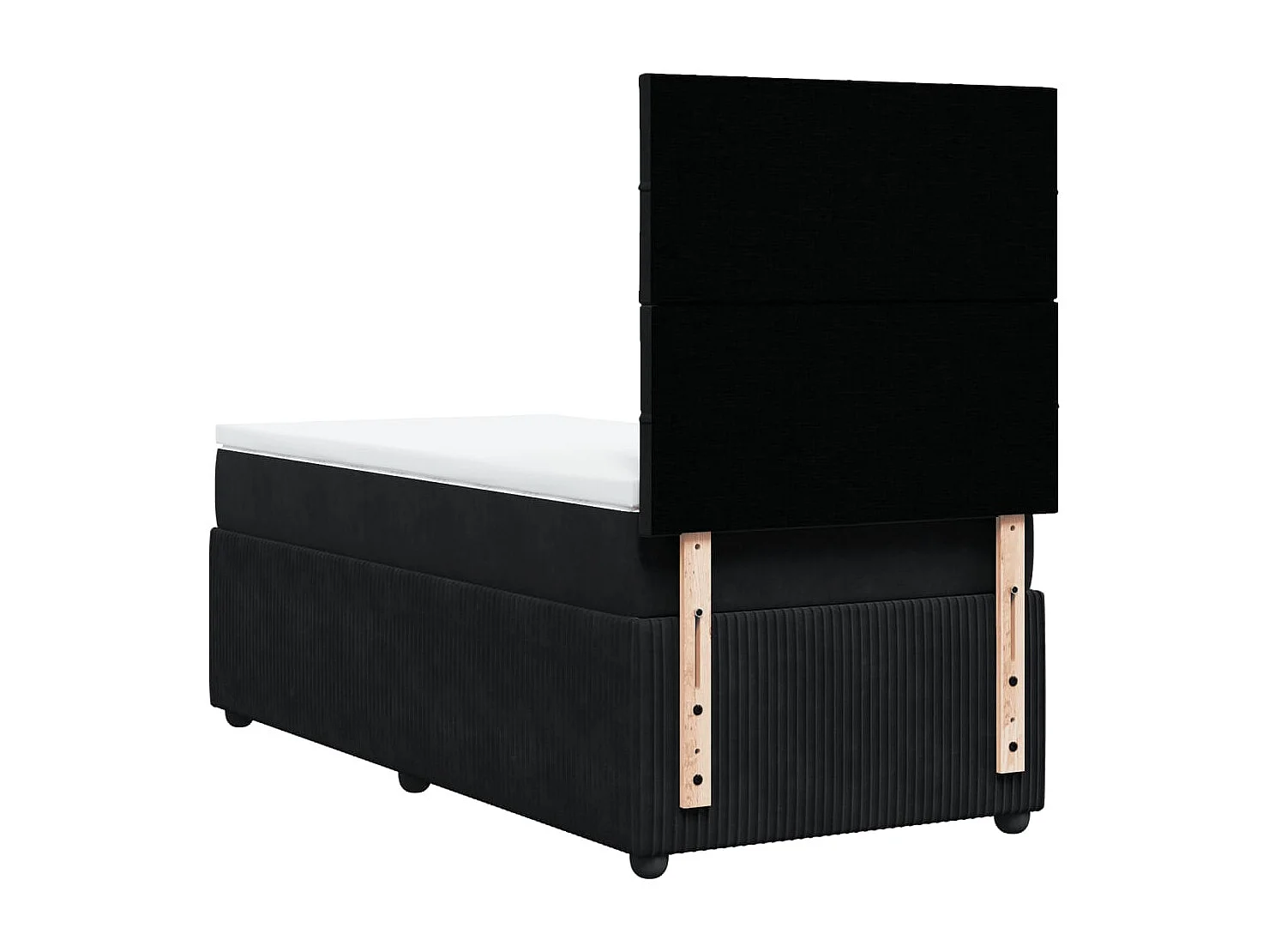 Cama box spring con colchón terciopelo negro 90x200 cm