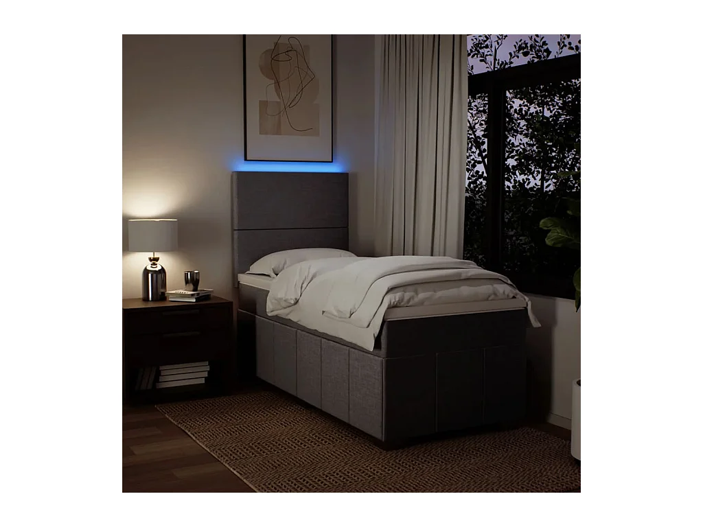 Sommier à lattes de lit avec matelas Taupe 90x200 cm Tissu