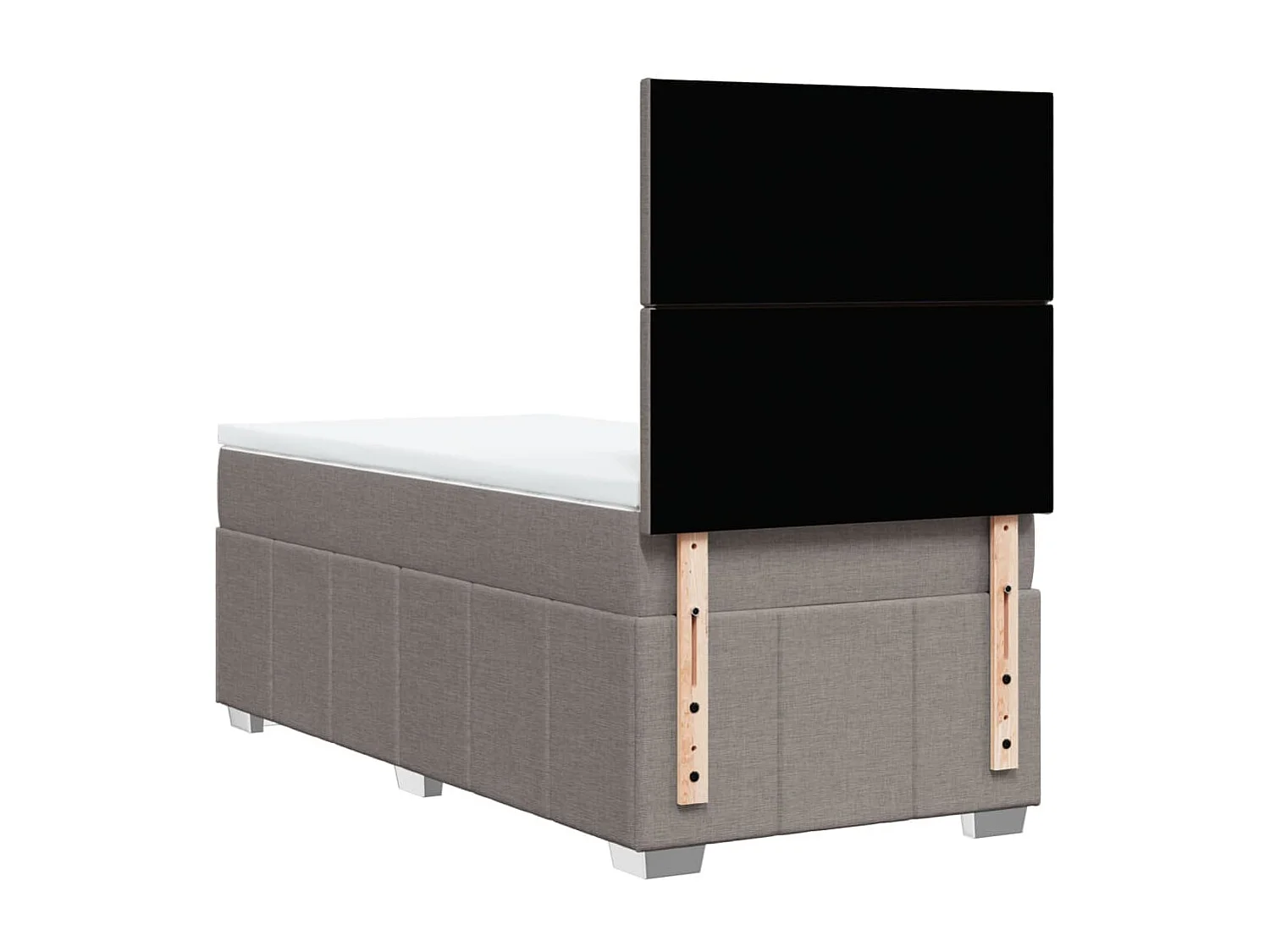 Cama box spring con colchón tela gris taupe 90x200 cm