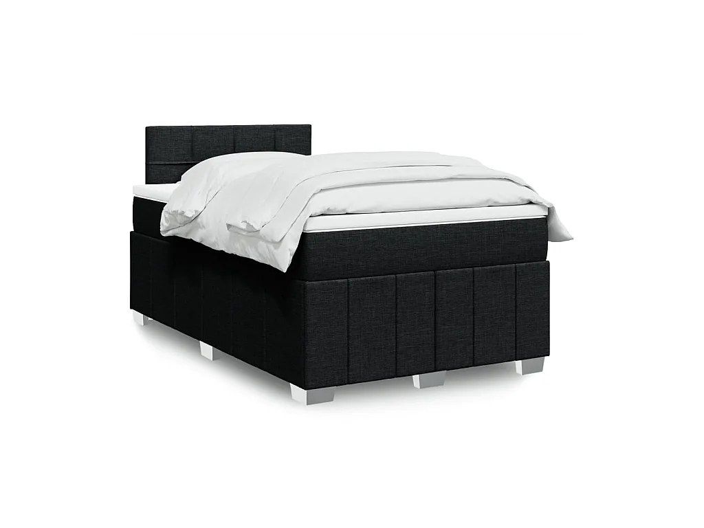 Cama box spring con colchón tela negro 120x190 cm