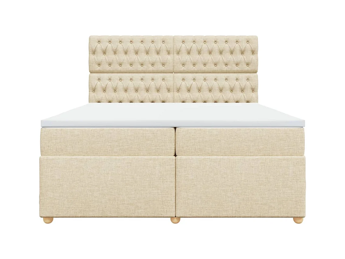 Cama box spring con colchón tela color crema 200x200 cm