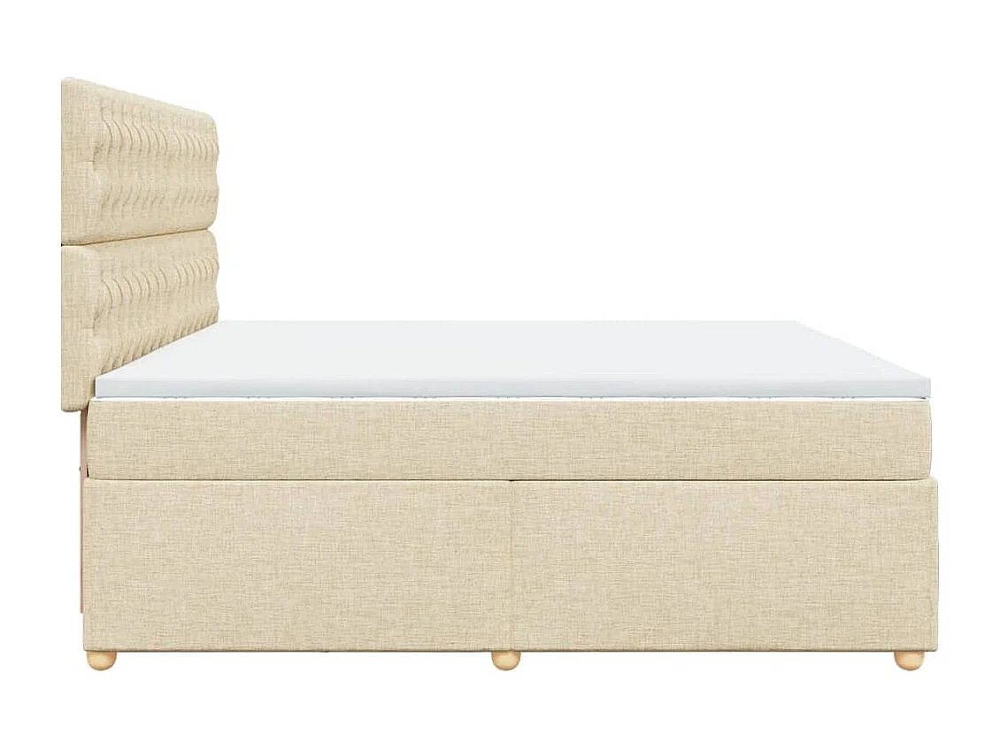 Sommier à lattes de lit avec matelas Crème 200x200 cm Tissu