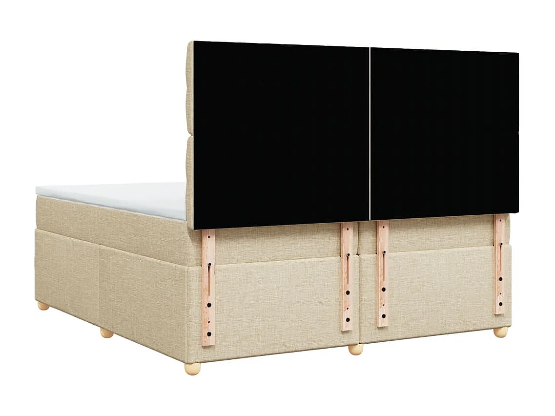 Sommier à lattes de lit avec matelas Crème 200x200 cm Tissu