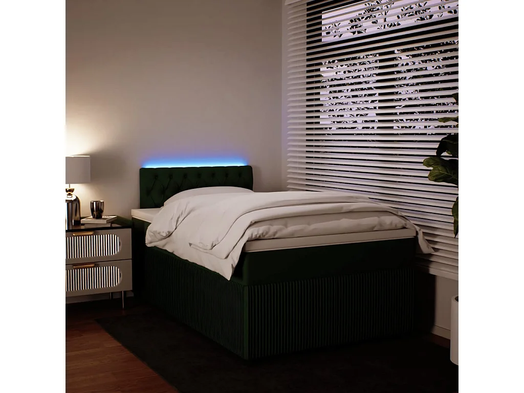 Sommier à lattes de lit et matelas Vert foncé 120x200cm Velours