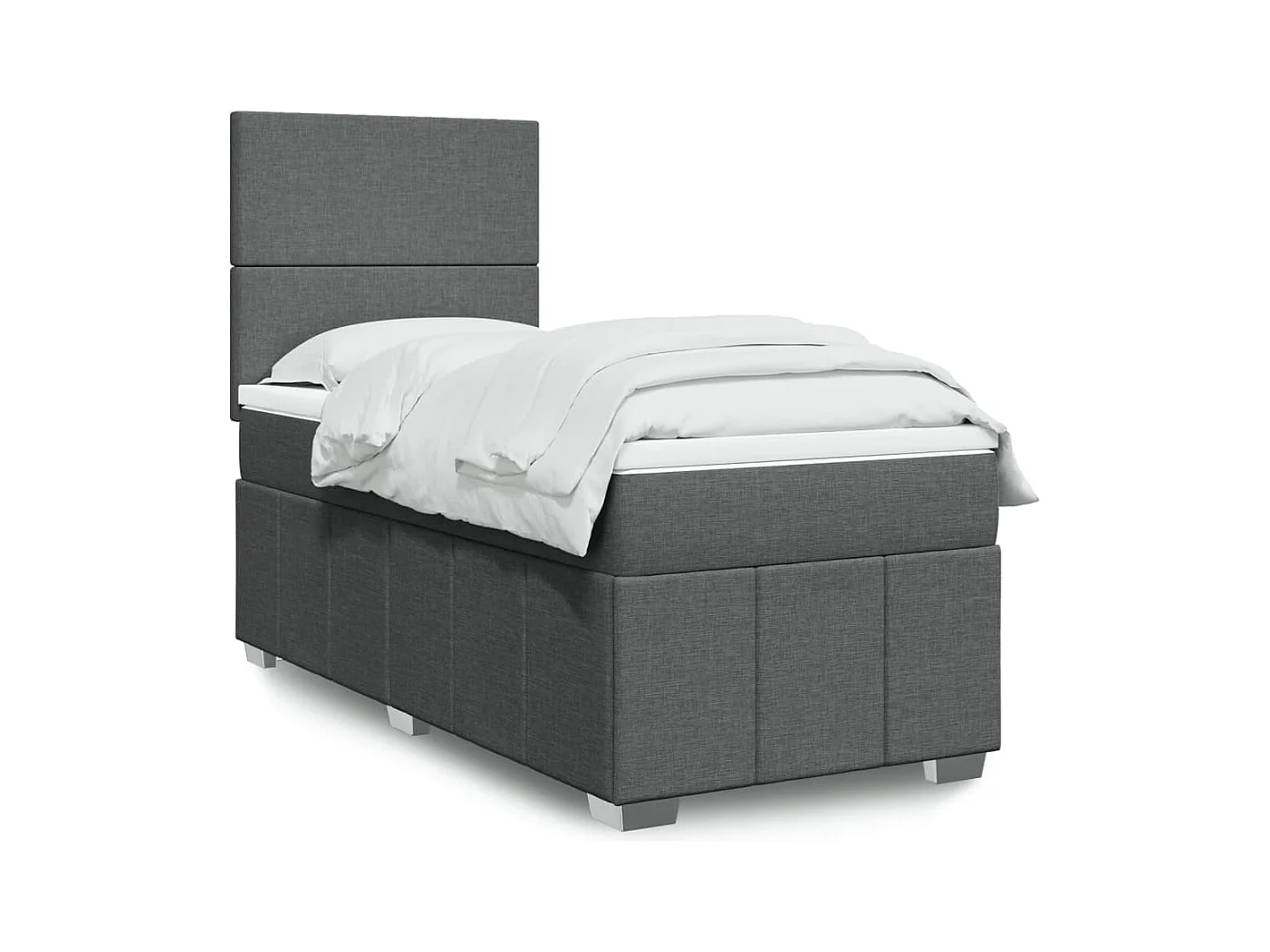 Cama com molas/colchão 100x200 cm tecido cinza-escuro