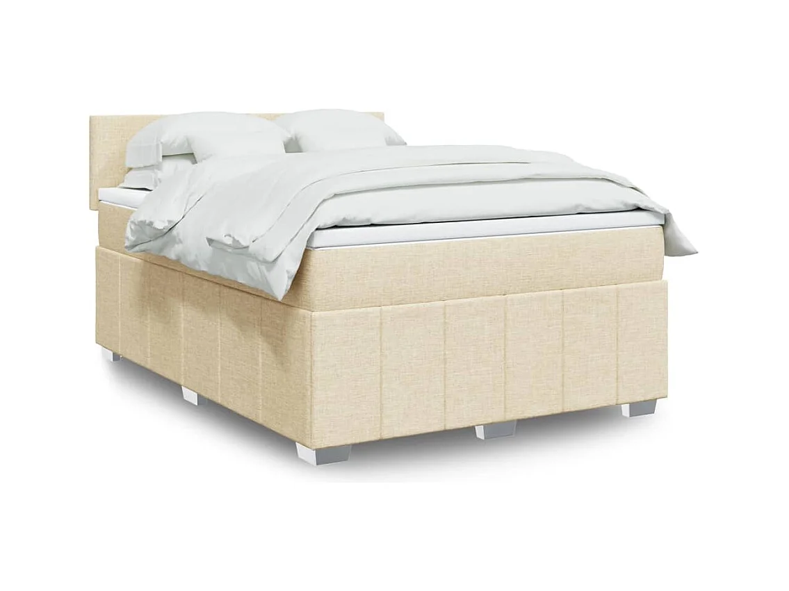 Sommier à lattes de lit avec matelas Crème 160x200 cm Tissu