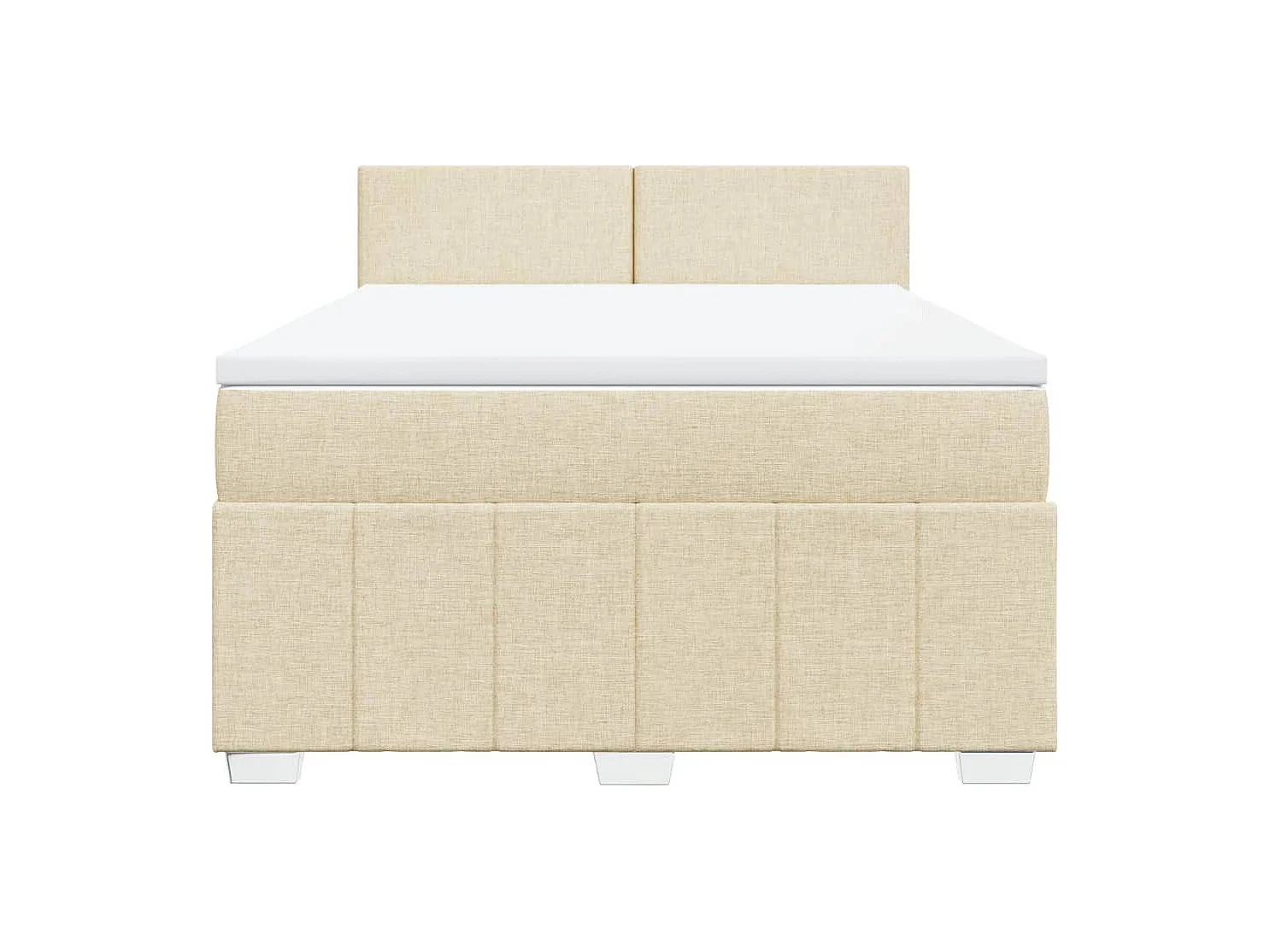 Sommier à lattes de lit avec matelas Crème 160x200 cm Tissu