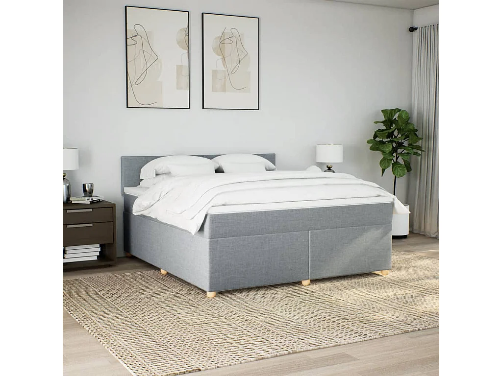 Sommier à lattes de lit avec matelas Gris clair 180x200cm Tissu