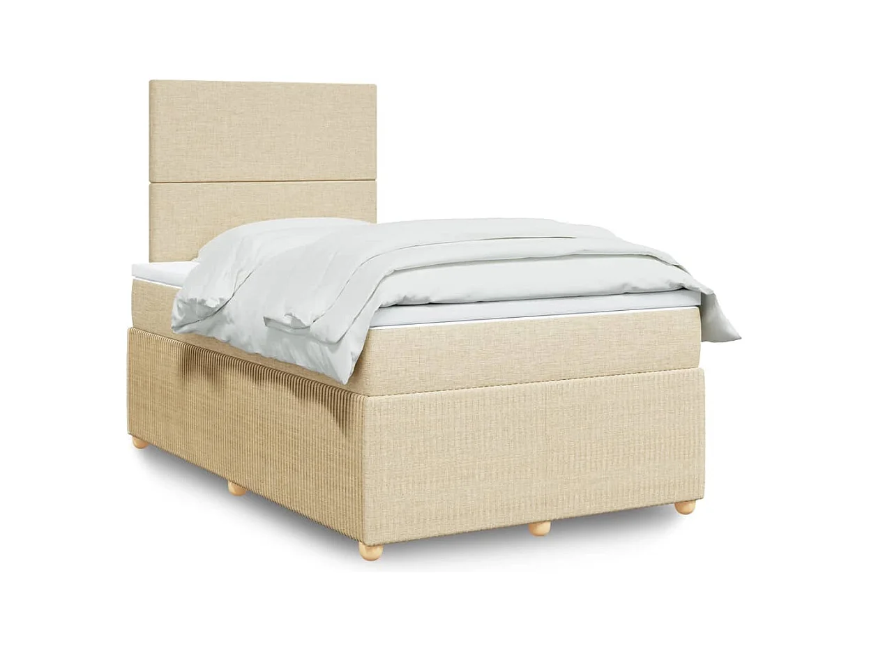 Cama com molas/colchão 120x200 cm tecido cor creme