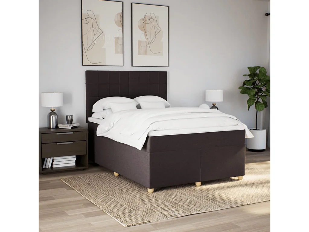 Sommier à lattes de lit avec matelas Marron foncé 160x200 cm