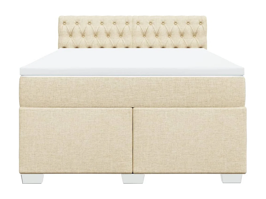 Sommier à lattes de lit avec matelas Crème 160x200 cm Tissu