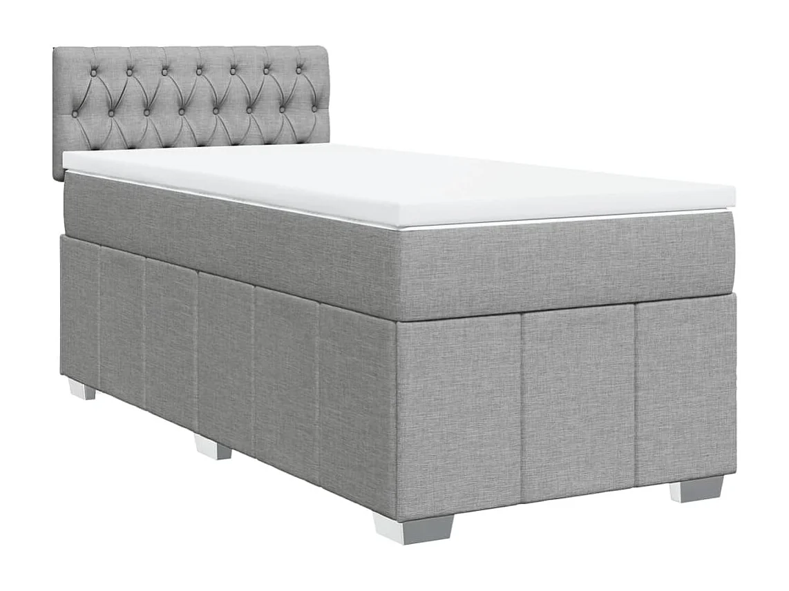 Sommier à lattes de lit avec matelas Gris clair 90x200 cm Tissu