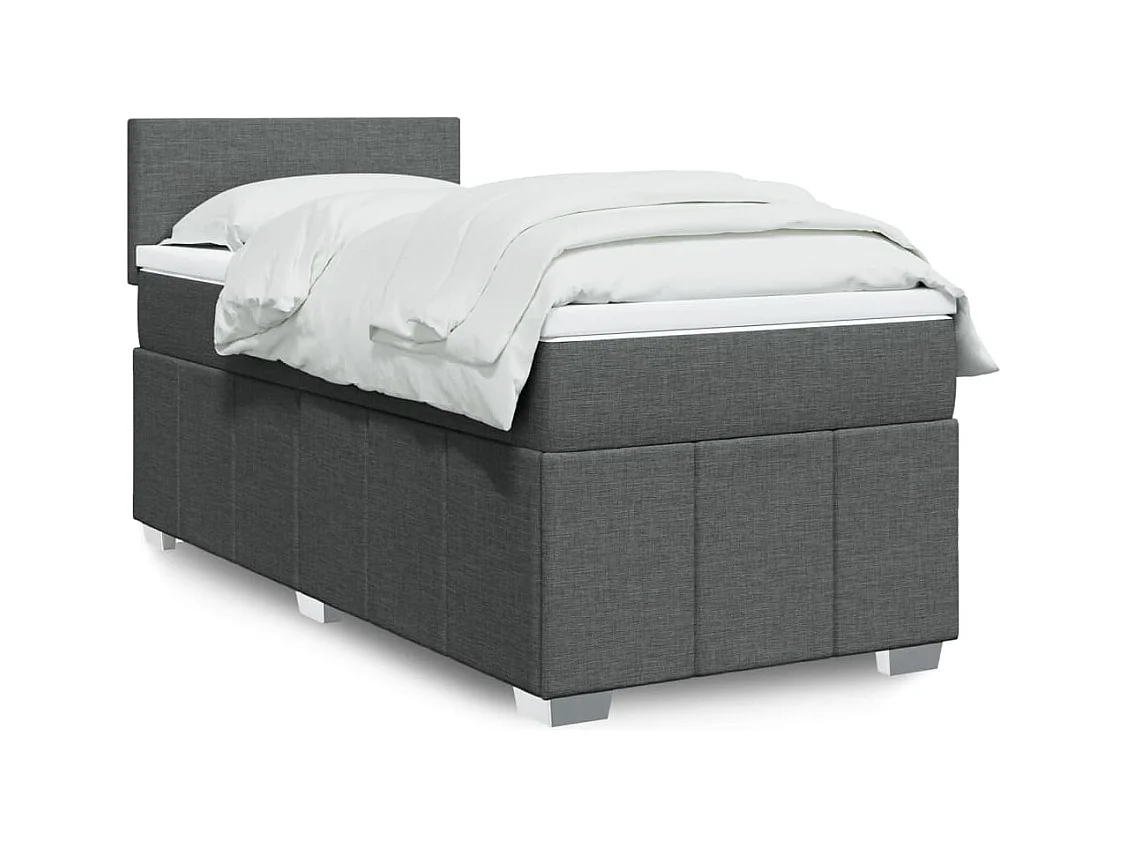 Sommier à lattes de lit avec matelas Gris foncé 90x200 cm Tissu