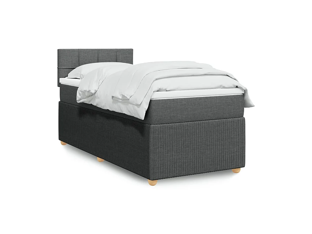 Sommier à lattes de lit avec matelas Gris foncé 80x200 cm Tissu