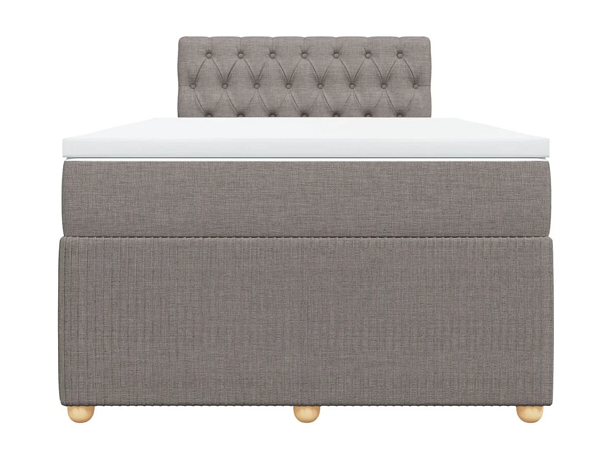Cama box spring con colchón tela gris taupe 120x200 cm