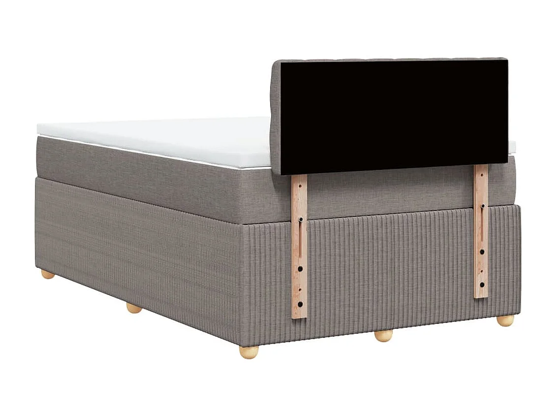 Cama box spring con colchón tela gris taupe 120x200 cm