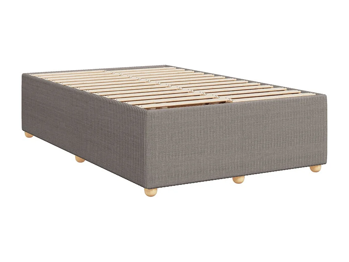 Cama box spring con colchón tela gris taupe 120x200 cm