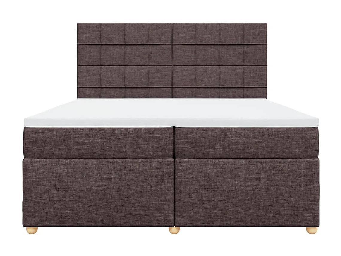 Cama box spring con colchón tela marrón oscuro 200x200 cm