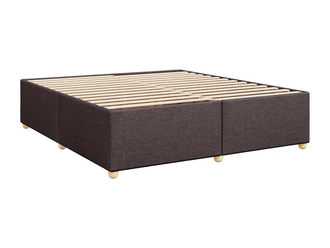Cama box spring con colchón tela marrón oscuro 200x200 cm